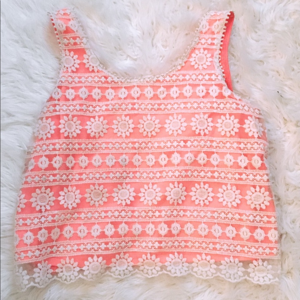 ✨ Coral Lace Top